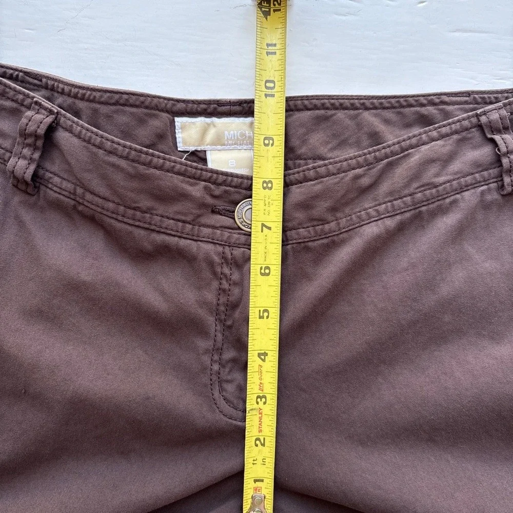 Michael Kors Y2K Women 8 Pant Low Rise Wide Leg Brown Cotton Cargo Pocket Casual
